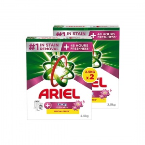 Ariel Automatic Downy Fresh Laundry Detergent Powder, Number 1 in Stain Removal with 48 Hours of Freshness, 2x2.5Kg