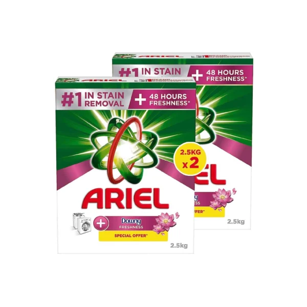 Ariel Automatic Downy Fresh Laundry Detergent Powder, Number 1 in Stain Removal with 48 Hours of Freshness, 2x2.5Kg