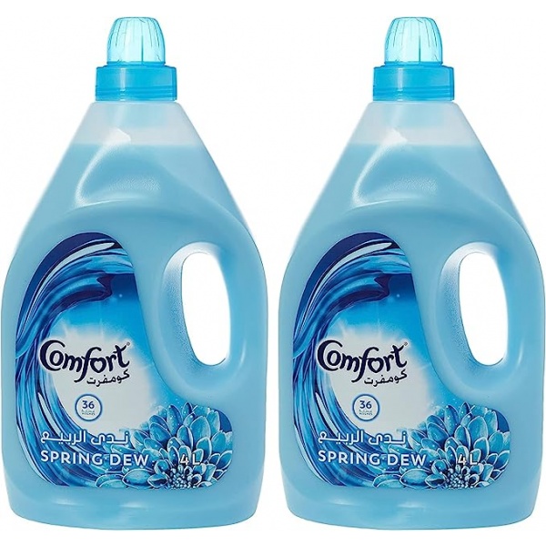 Comfort Fabric Softener for Super Soft Clothes, Spring Dew, gives Long-Lasting Fragrance, 4Lx2 (Pack of 2)
