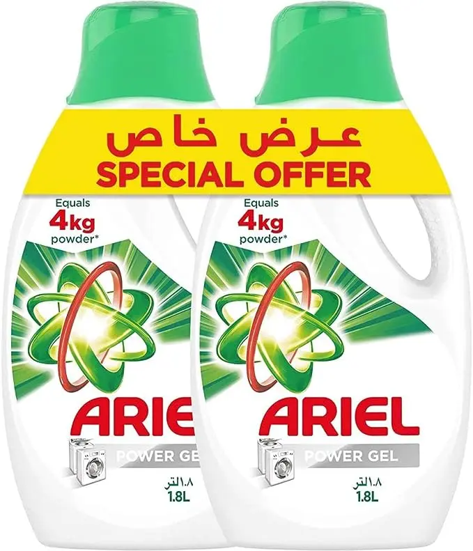 Ariel Automatic Power Gel Laundry Detergent, Original Scent,1.8L Pack of 2