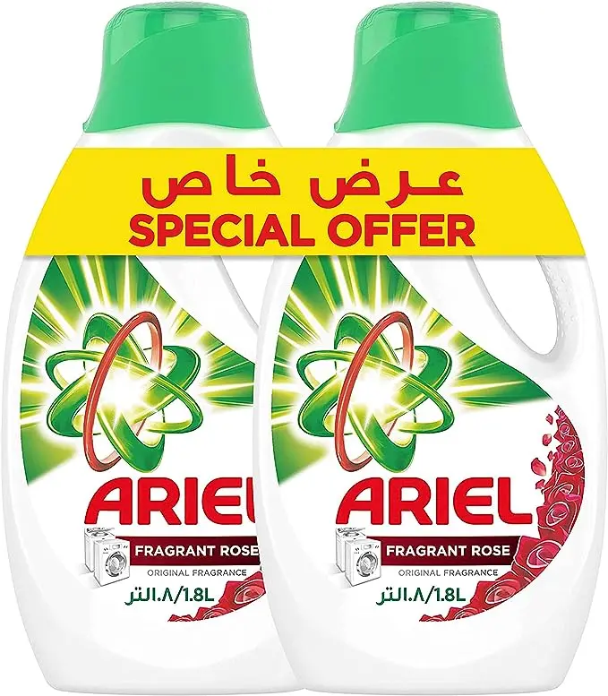 Ariel Automatic Power gel Laundry Detergent, FRAGRANT ROSE . Scent, 1.8L Pack of 2