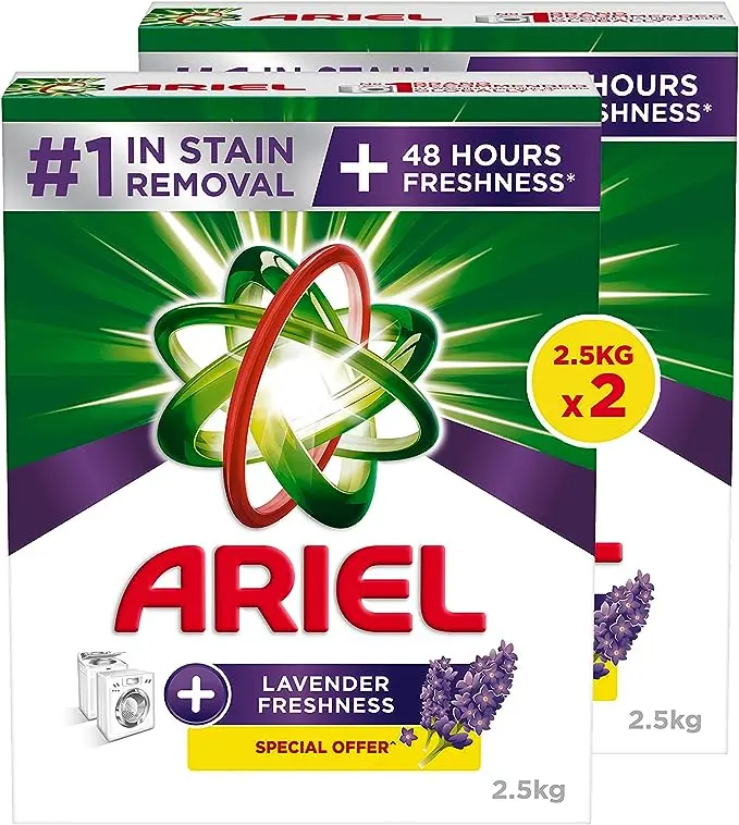 Ariel Automatic Lavender Laundry Detergent Powder, 2x2.5Kg