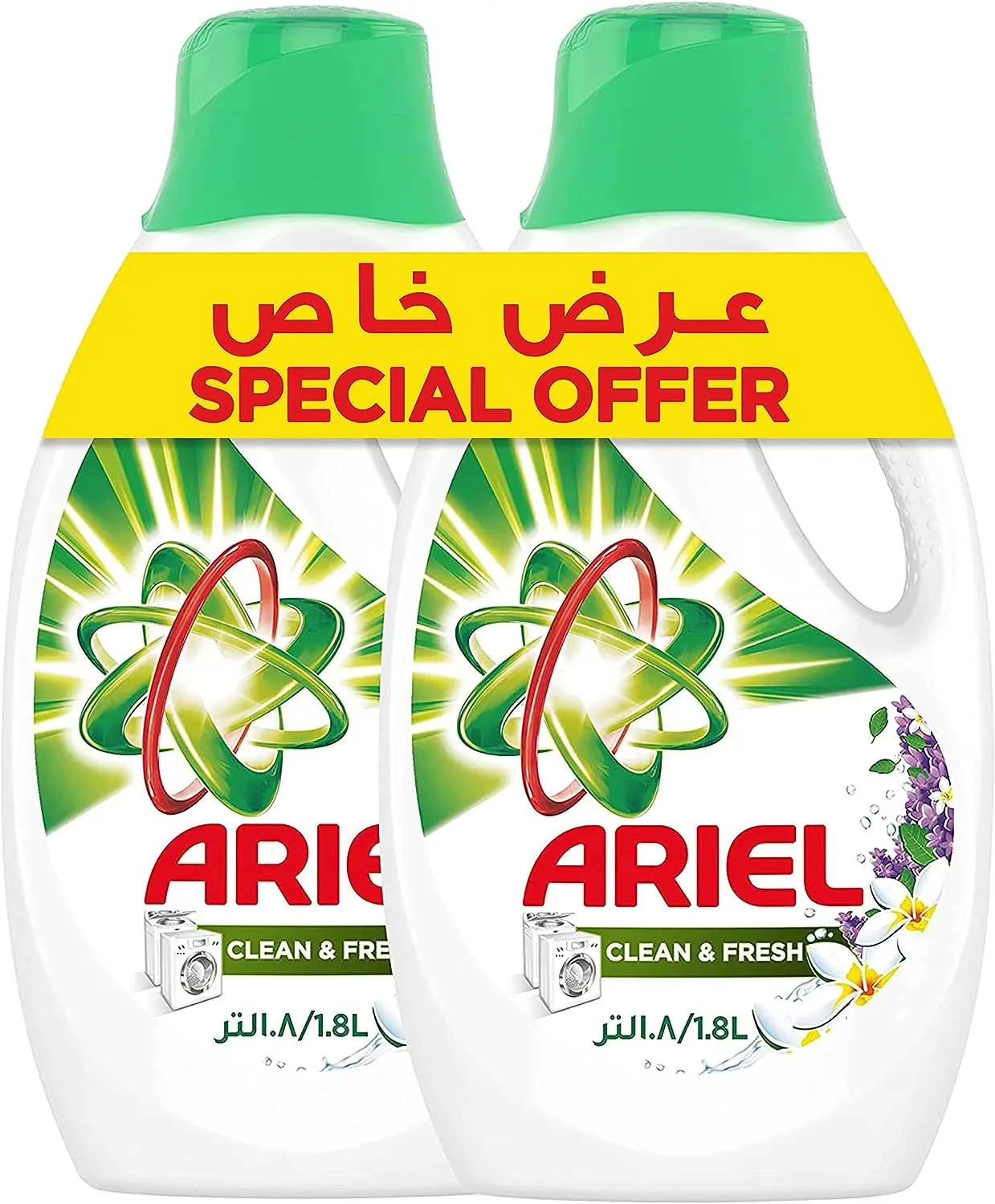 Ariel Automatic Liquid Detergent Scent, CLEAN & FRESH 1.8L Pack of 2