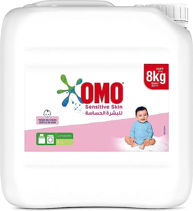 OMO Sensitive Liquid Laundry Detergent for sensitive skin, for top and front load machines, gentle on skin, tough on fabric stains 4.1L