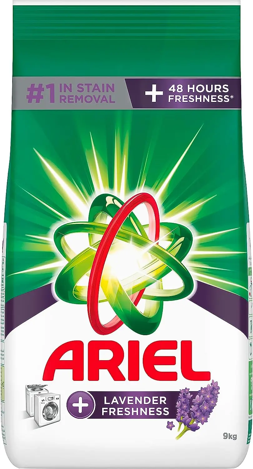 Ariel Lavender Laundry Detergent Powder, 1 in Stain Removal with 48 Hours of Freshness, 9KG