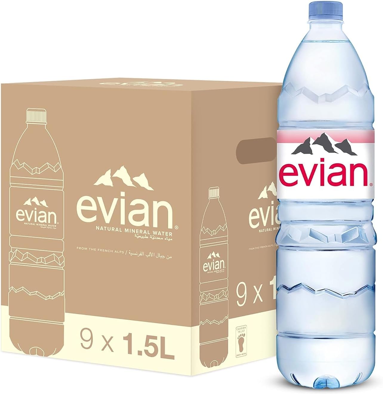 Evian Mineral Water Naturally Filtered Bottled Drinking Water Crafted By Nature Case Of 9 x 1.5L
