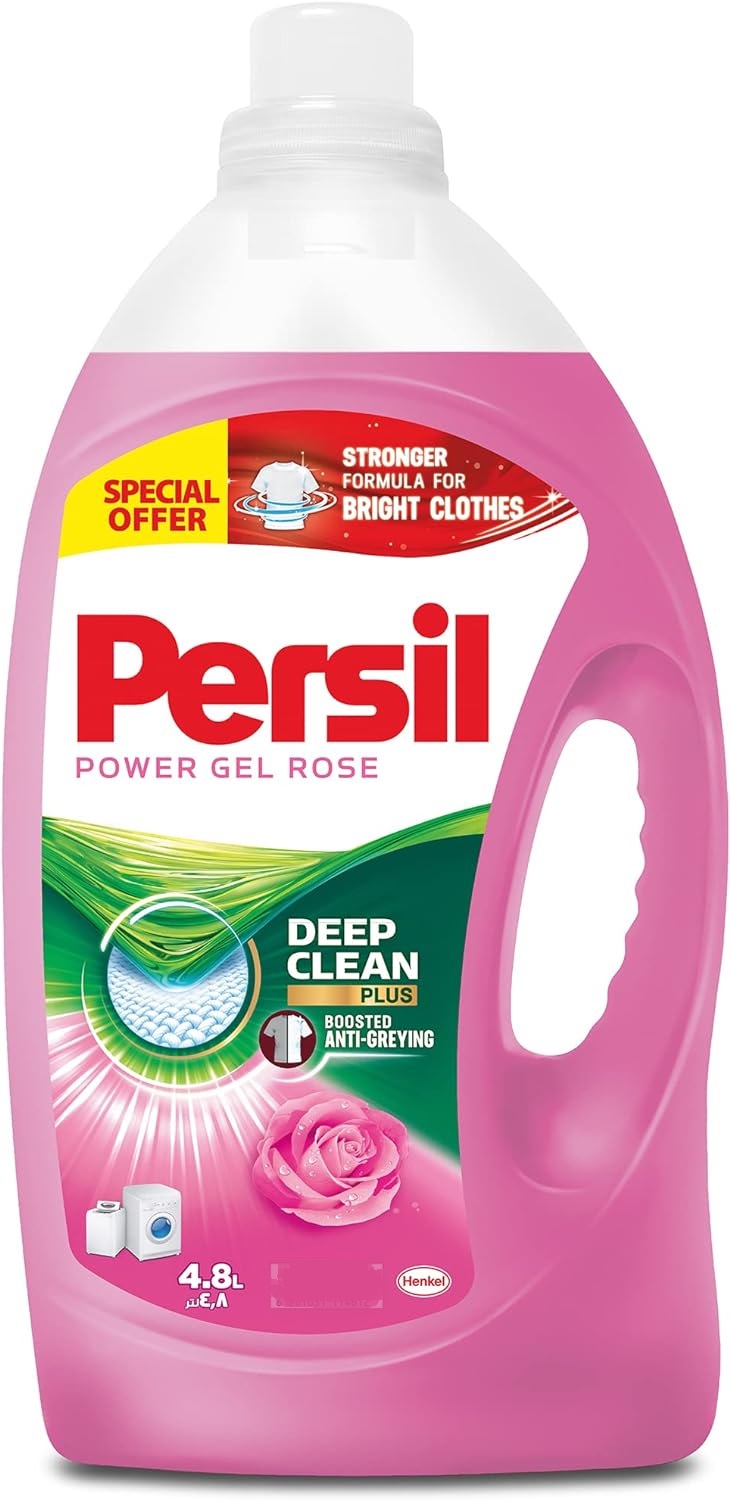 Persil Power Gel Liquid Laundry Detergent With Deep Clean Technology Rose 4.8 Litres
