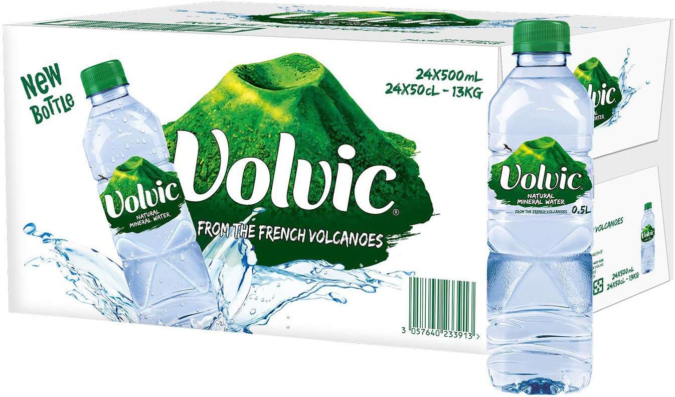 Volvic Natural Mineral Drinking Water Sustainably Sourced and Volvican Spirited Water Bottle Case Of 24 X 500ml