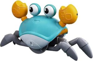SKY-TOUCH Electric Runaway Crab Crawling Crab Baby Toy with Music and LED Light Up Toddler Interactive Learning Development Toy with Automatically Avoid Obstacles For Babies, Toddlers and Kids