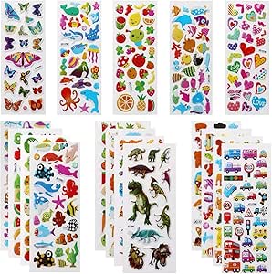 Mumoo Bear 3D Stickers for Kids Puffy Stickers 550+ Children Stickers 22 Variety Sheets for Rewarding Gifts Scrapbooking Including Animals, Fish, Dinosaurs, Numbers, Fruits, Trucks, Butterfly and More