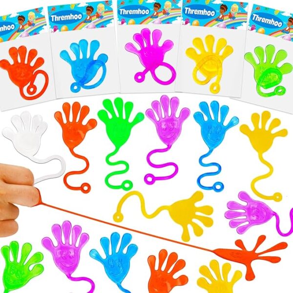 40 Pcs Sticky Hands For Kids Class Valentine Exchange Gift Stretchy Treasure Box Toy Classroom Prize Student Mini Toys Bulk Prize Fillers Slap Hand Party Favor Supplies Goodie Bag Stuffer Boy Girl