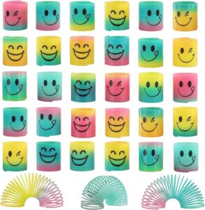 Fun-Here 30 Pack Spring Rainbow Magic Fidget Stress Coil Mini Springs Bulk Toys For Party Favor Carnival Prize Birthday Goodie Bag Stuffers For Kids Boys Girls