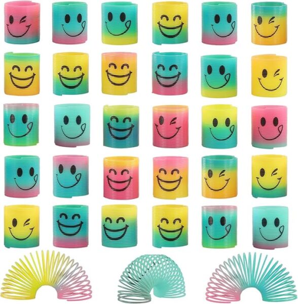 Fun-Here 30 Pack Spring Rainbow Magic Fidget Stress Coil Mini Springs Bulk Toys For Party Favor Carnival Prize Birthday Goodie Bag Stuffers For Kids Boys Girls